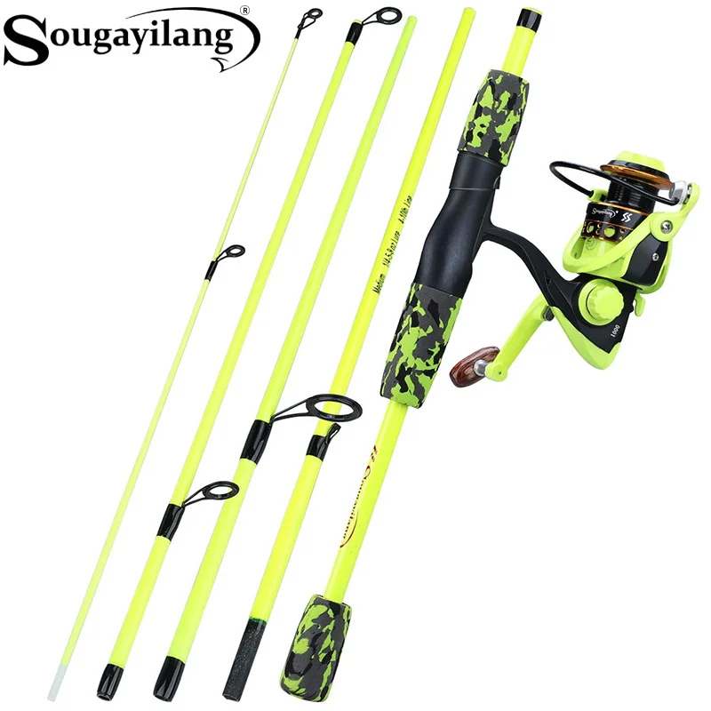 Fishing Rod Spinning - Sougayilang Portable 5 Section Red/yellow Fishing